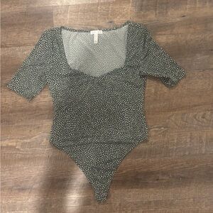 Leith Green Polka Dot Bodysuit- Nordstrom